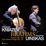 アレクサンドル・クニャーゼフ（Alexandre Kniazev）『ブラームス：ヴィオラ・ソナタ Op. 120（チェロ版）、4つの厳粛な歌 Op. 121（チェロ版）』チェロに求められる、密度の高い音色で旋律をたっぷり歌う理想的な音楽